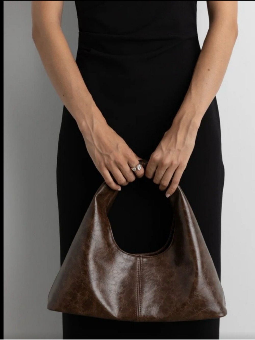 OAK + FORT Brown Leather Hobo Shoulder Bag
